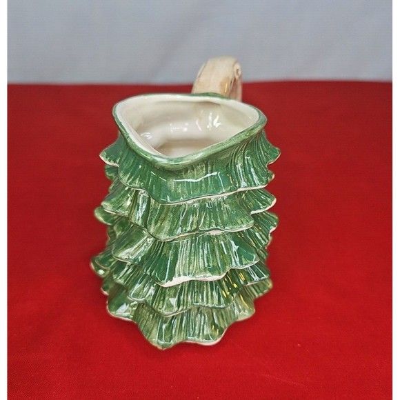 Christmas Pine Tree Creamer Mug Vintage 1989 Green Cup 6 oz Holiday Xmas - Picture 8 of 12